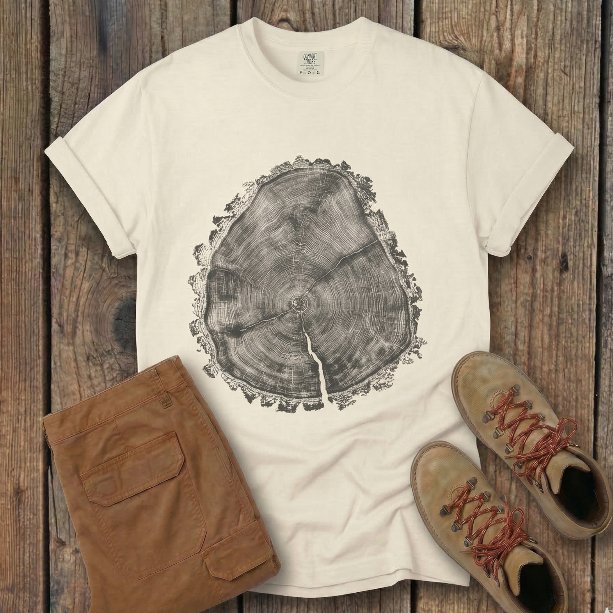 Tree Ring T-Shirt — Wood Slice Cross-Section Graphic Tee