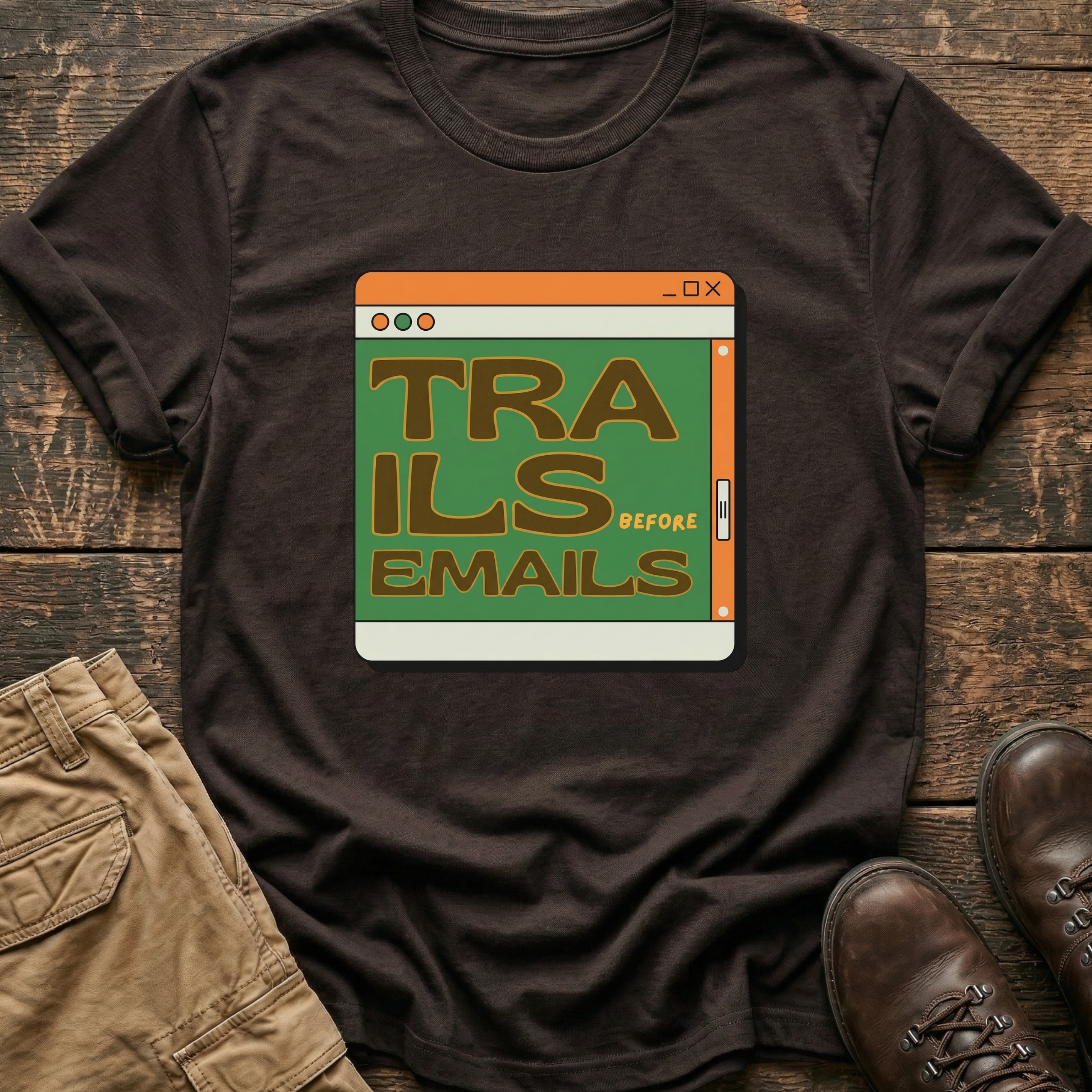 Trails Before Emails Hiking Tee