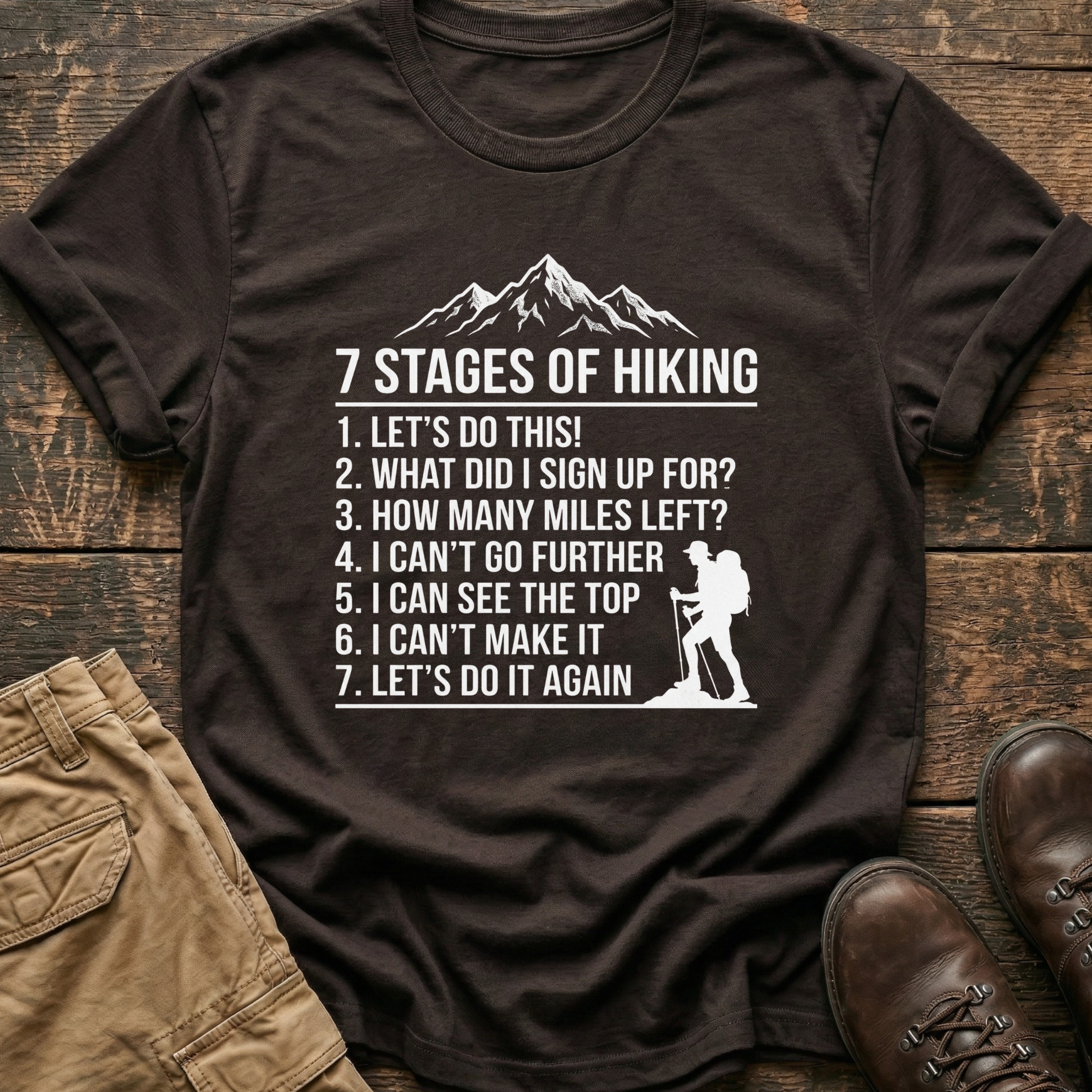 7 Stages of Hiking Tee