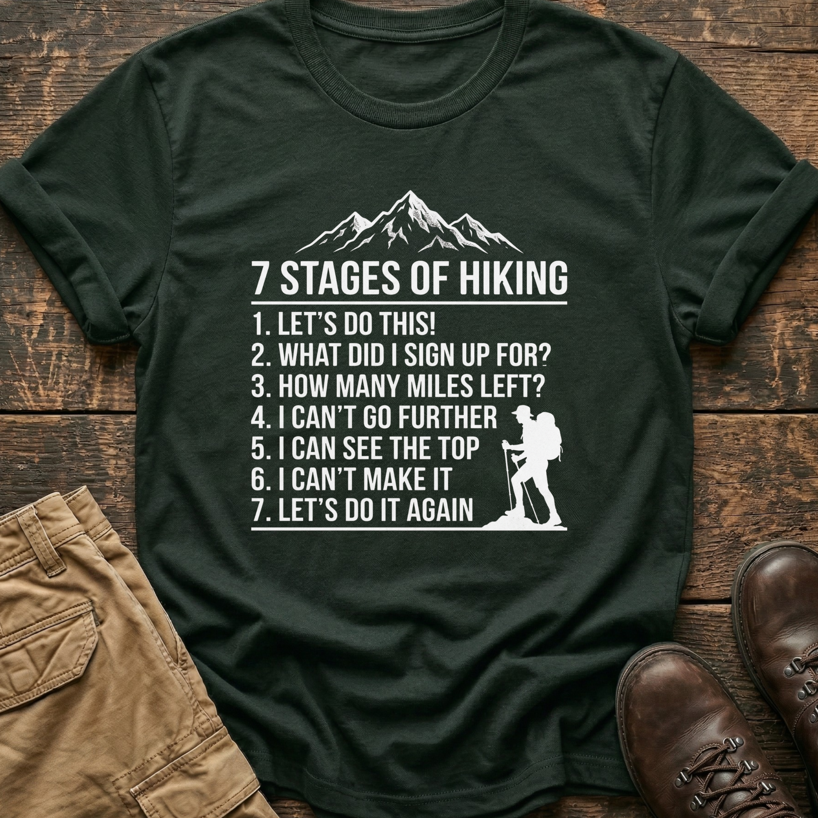 7 Stages of Hiking Tee