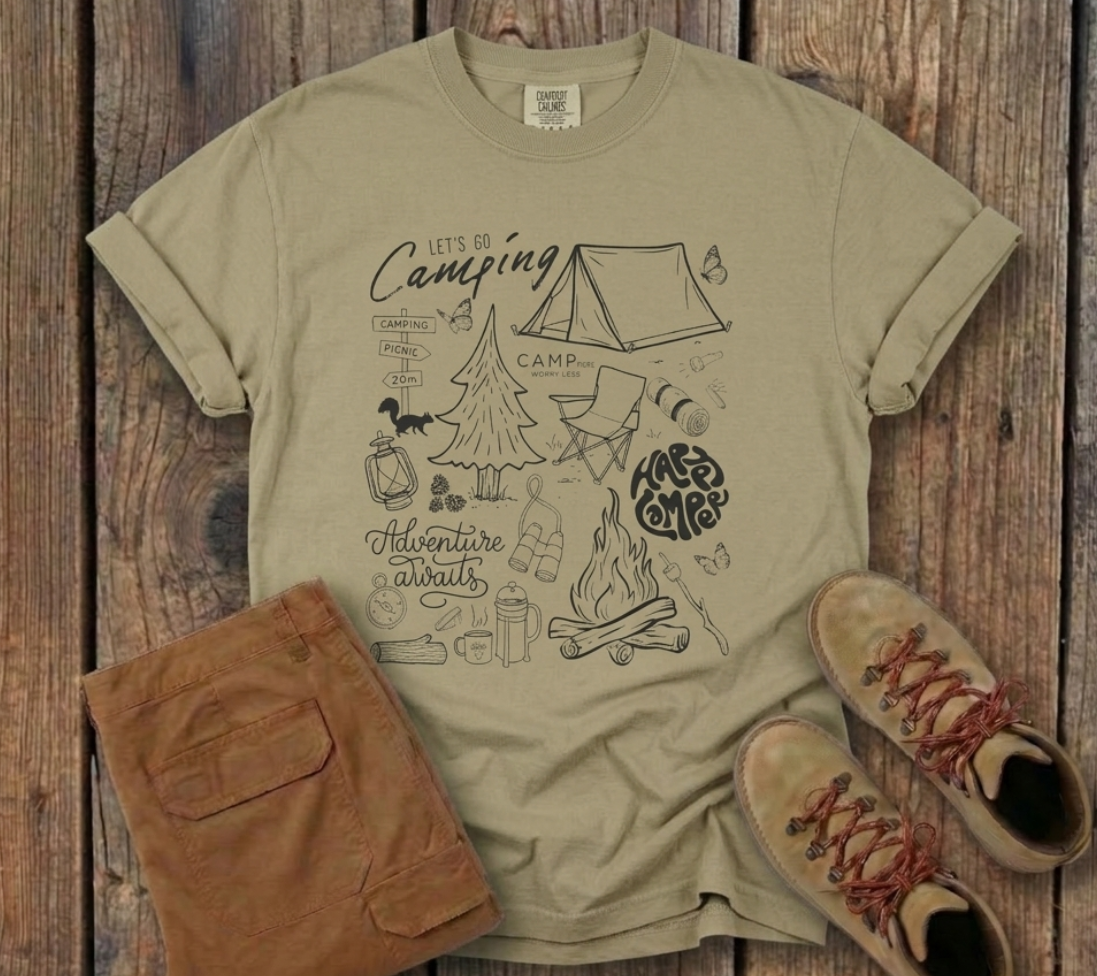Let's Go Camping — Outdoor Adventure Graphic Tee