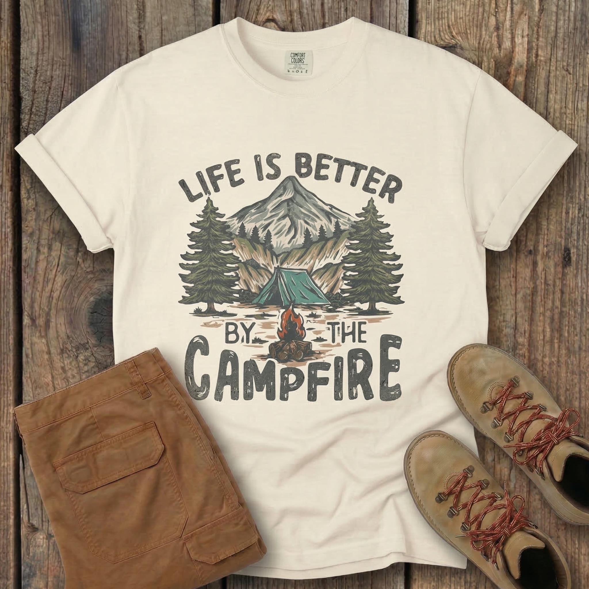 Campfire T-Shirt — "Life Is Better By The Campfire" Outdoor Camping Tee