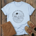 Camping Is My Happy Place T-Shirt — Outdoor Mountain Camping Graphic Tee