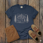 Mountain Pines Line Art T-Shirt — Minimal Nature Graphic Tee