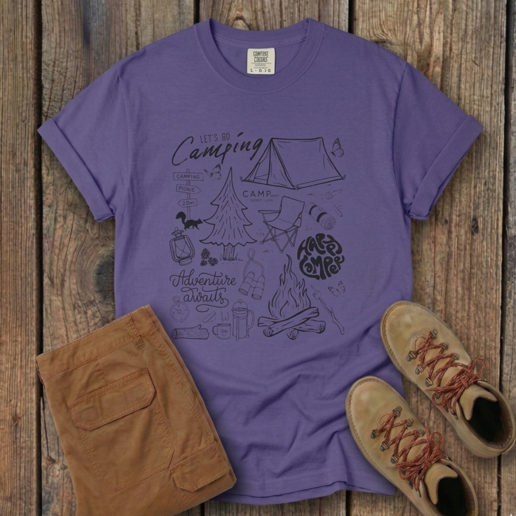 Let's Go Camping — Outdoor Adventure Graphic Tee
