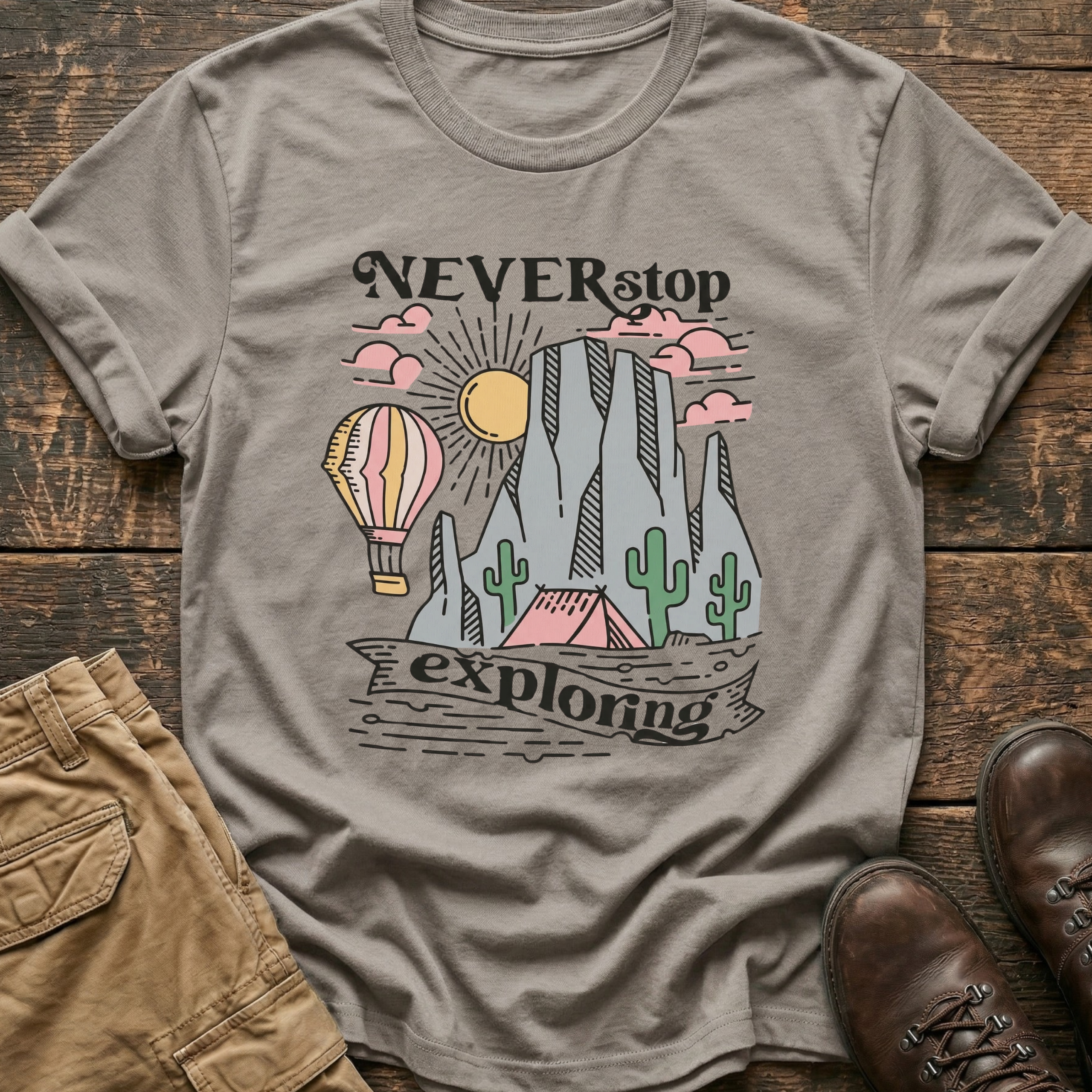 Never Stop Exploring Hiking Tee