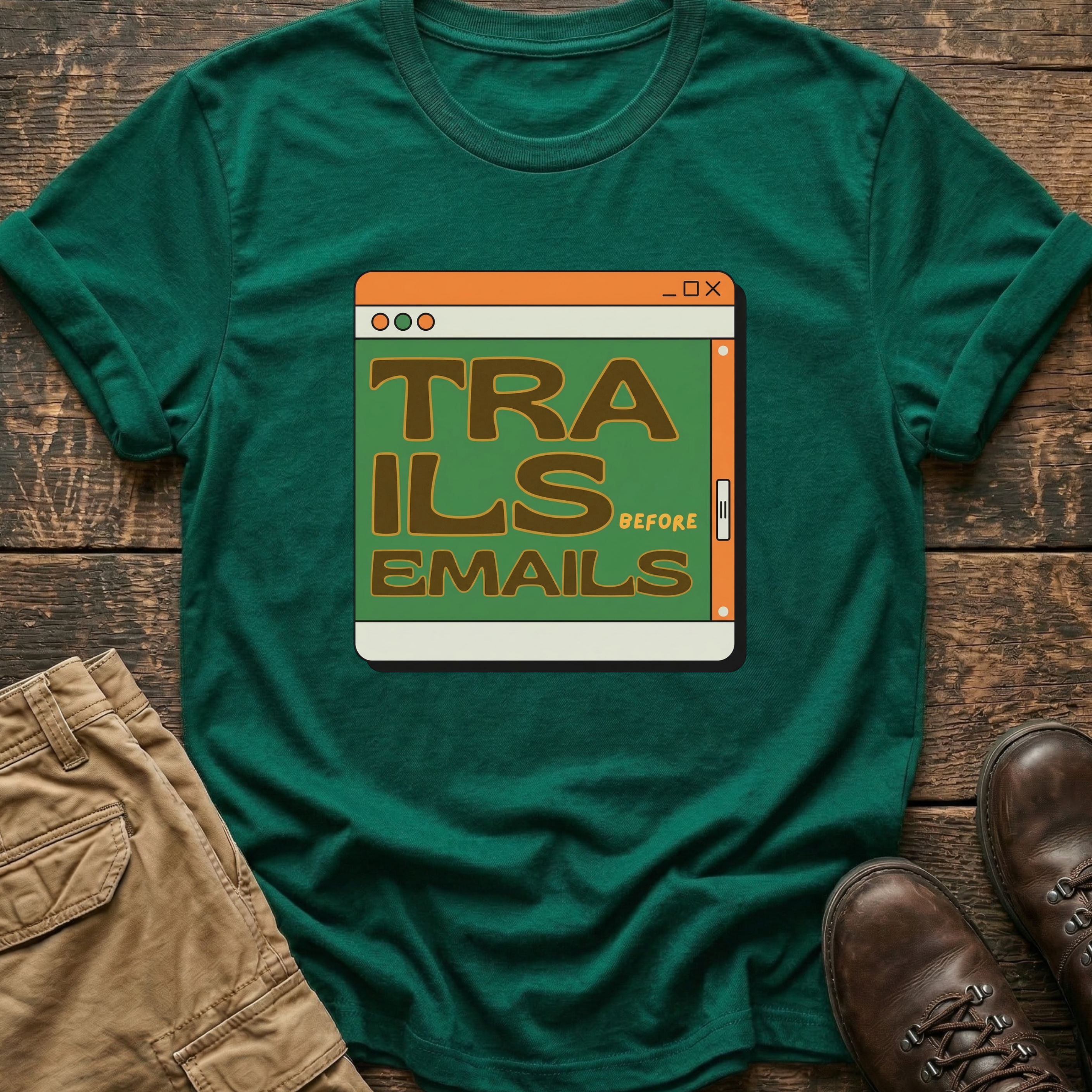 Trails Before Emails Hiking Tee