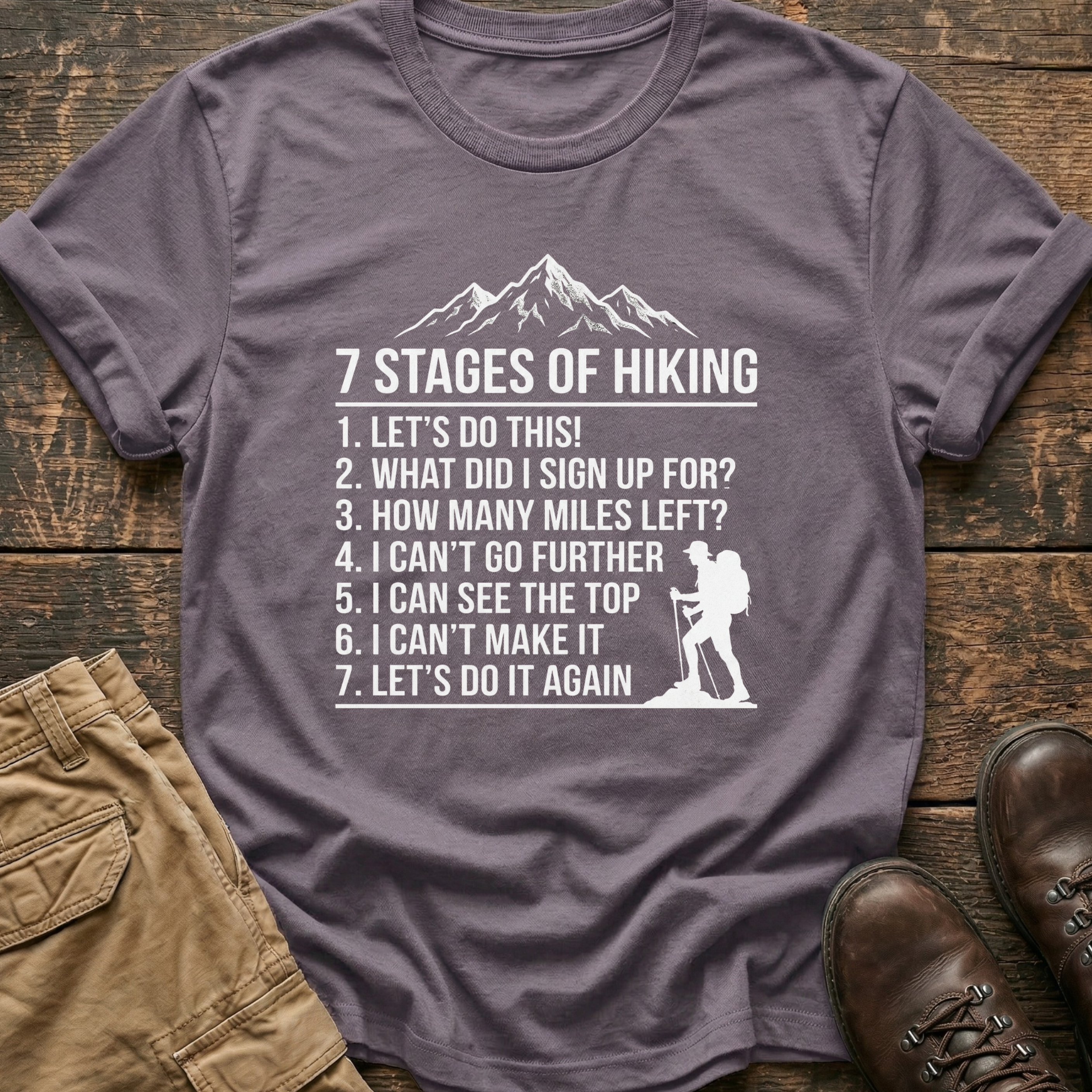 7 Stages of Hiking Tee