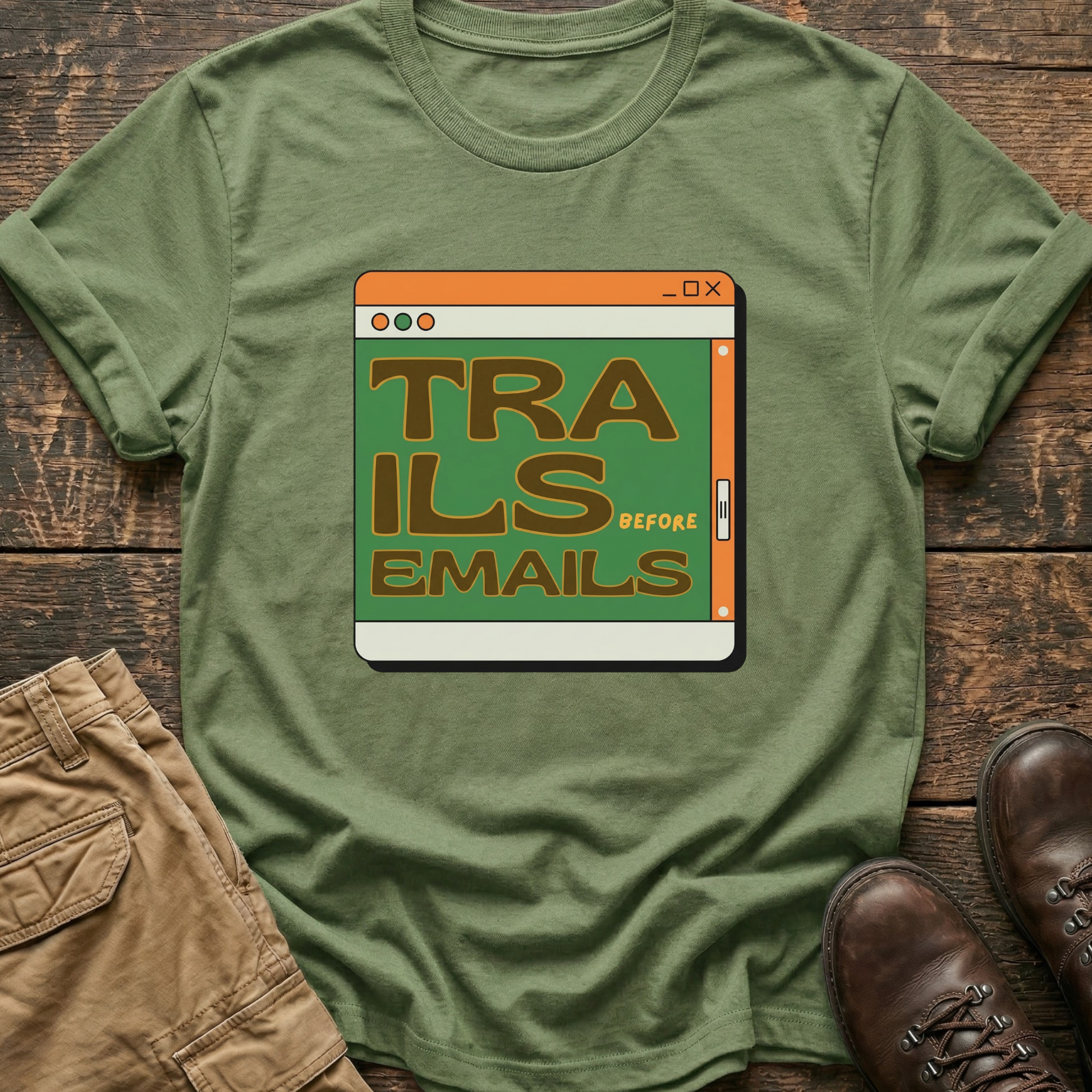 Trails Before Emails Hiking Tee