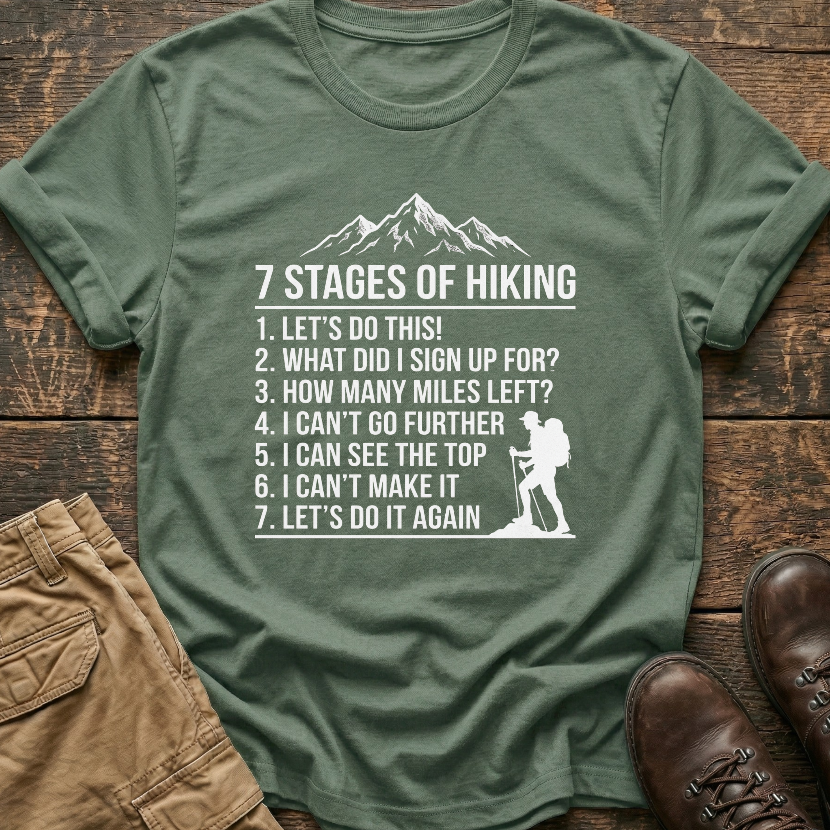 7 Stages of Hiking Tee