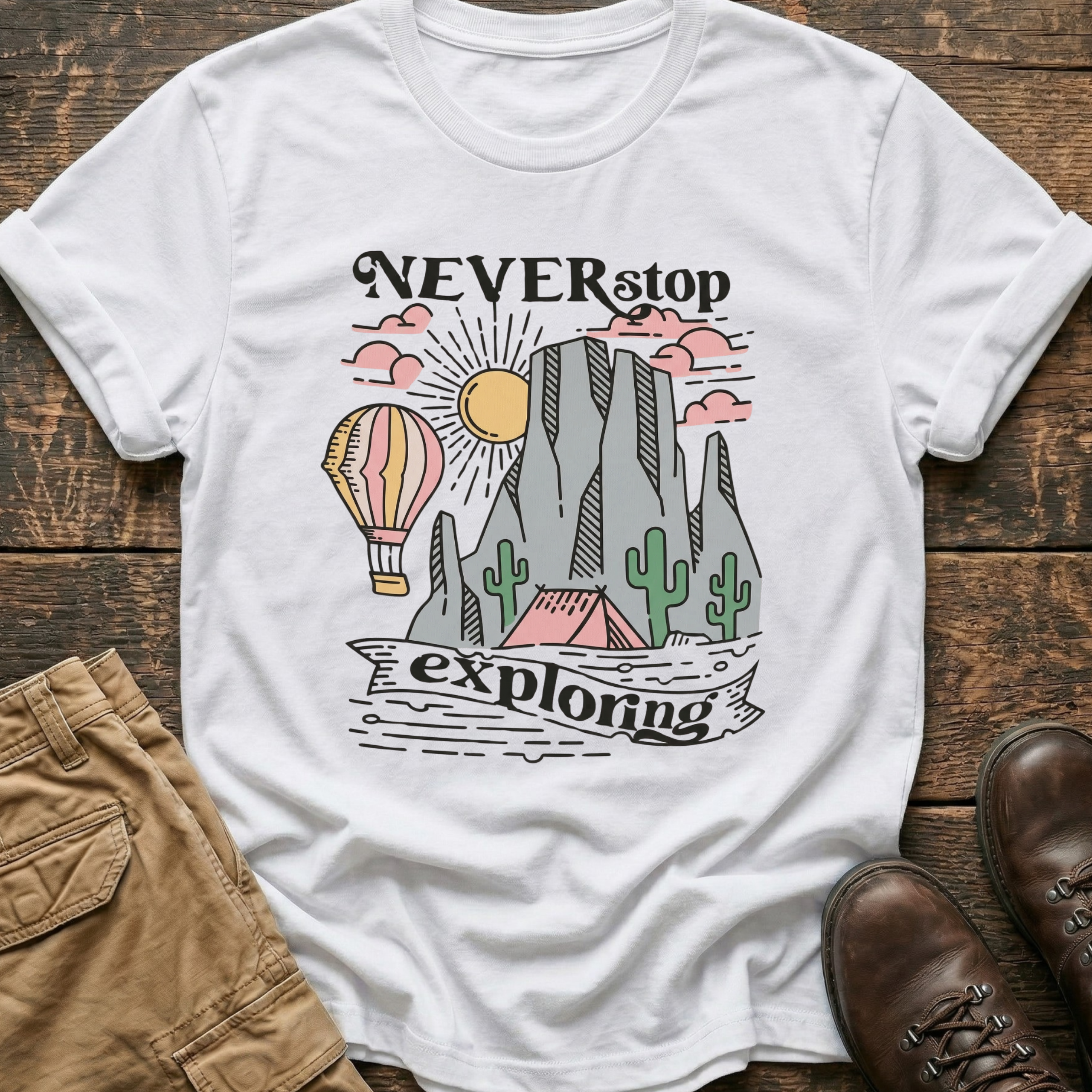 Never Stop Exploring Hiking Tee
